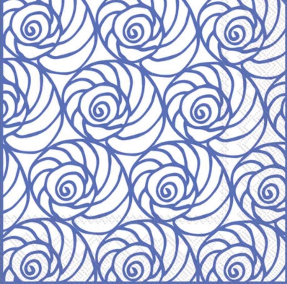 Blue & White Seashells Paper Napkin - Cocktail Size
