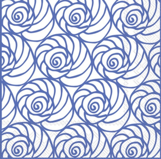 Blue & White Seashells Paper Napkin - Cocktail Size