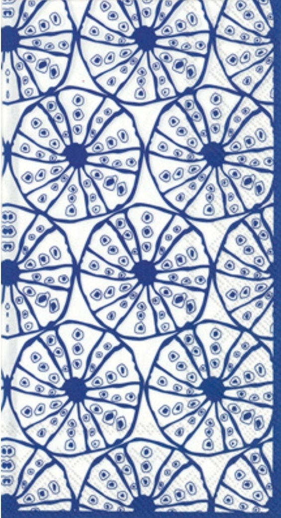 Blue & White Circles Urchin Paper Napkin - Guest Size
