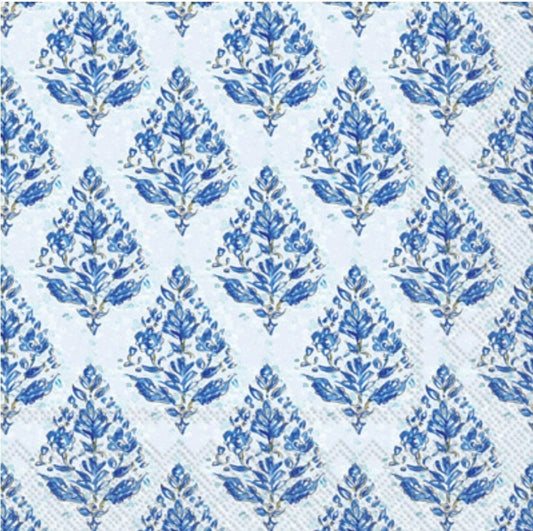 Blue Flower Medallion Paper Napkin - Luncheon Size