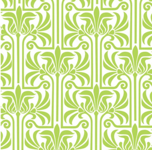 Green Geometric Floral Paper Napkin - Luncheon Size