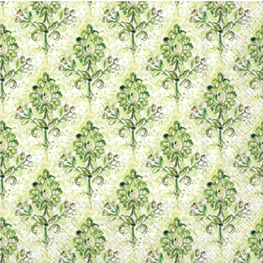 Green Flower Medallion Paper Napkin - Luncheon Size