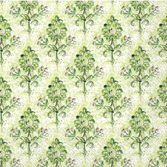 Green Flower Medallion Paper Napkin - Luncheon Size