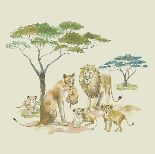 Lion Family Paper Napkin - Cocktail Size