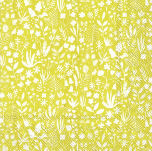 Green Floral Paper Napkin - Luncheon Size