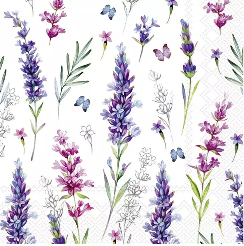 Purple Wildflower Collage Paper Napkin - Cocktail Size