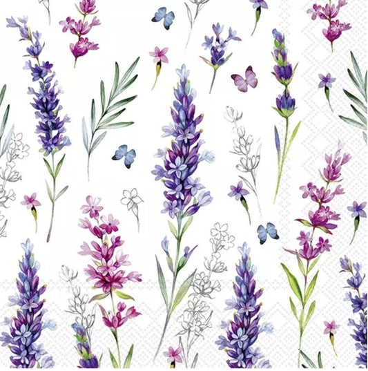 Purple Wildflower Collage Paper Napkin - Cocktail Size