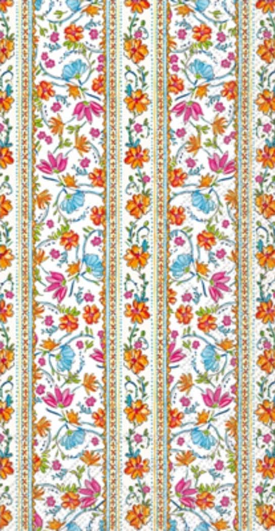 Floral Flower Stripe Paper Napkin - Guest Size