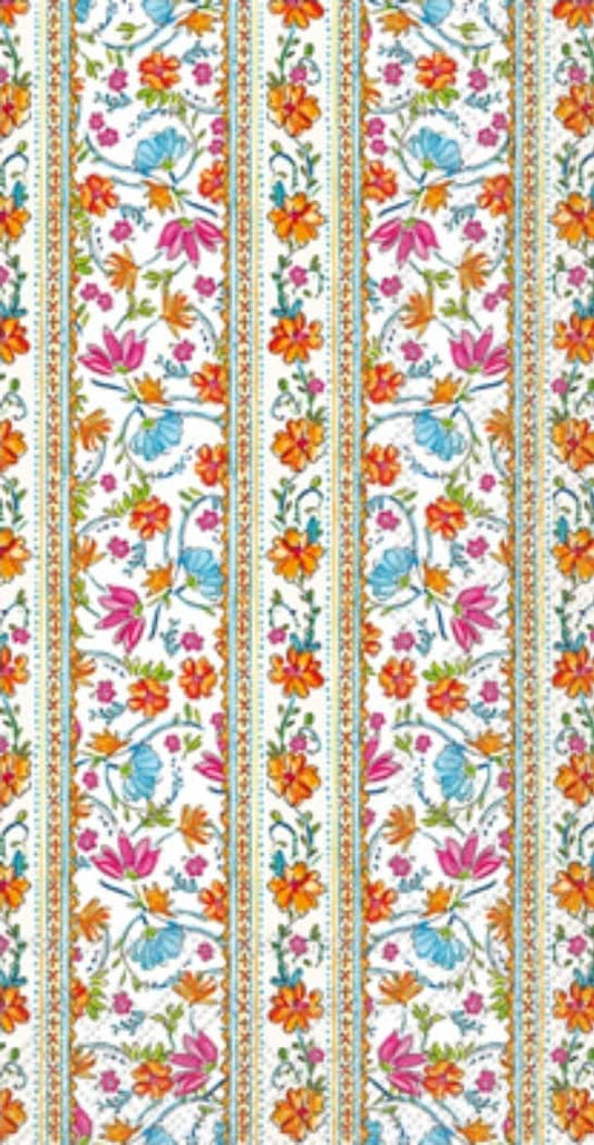 Floral Flower Stripe Paper Napkin - Guest Size