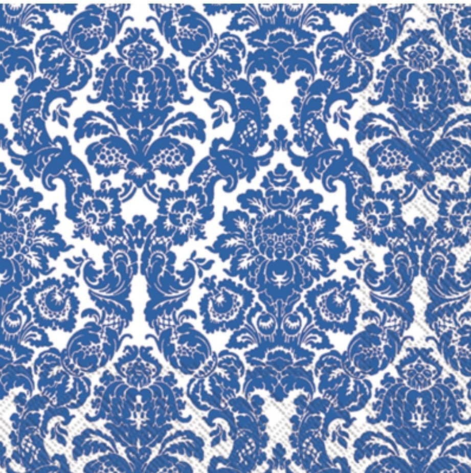 Blue & White Baroque Paper Napkin - Cocktail Size