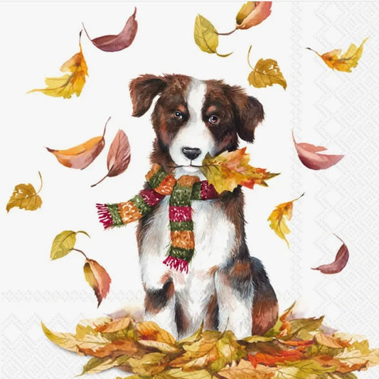 Dog Fall Paper Napkin - Cocktail Size