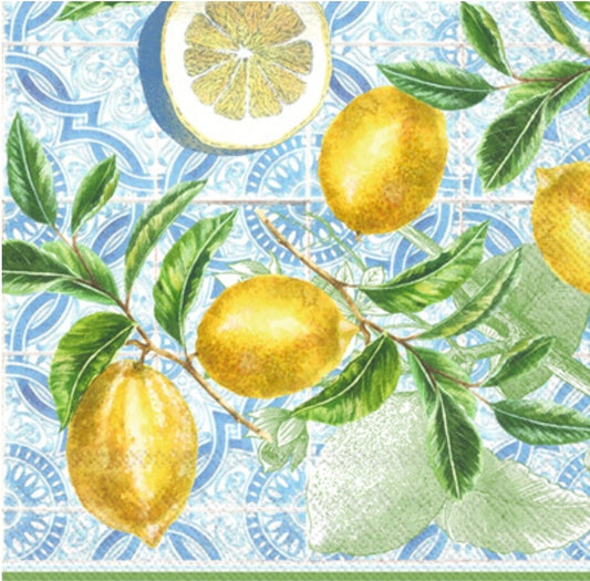 Lemon Tile Paper Napkin - Cocktail Size