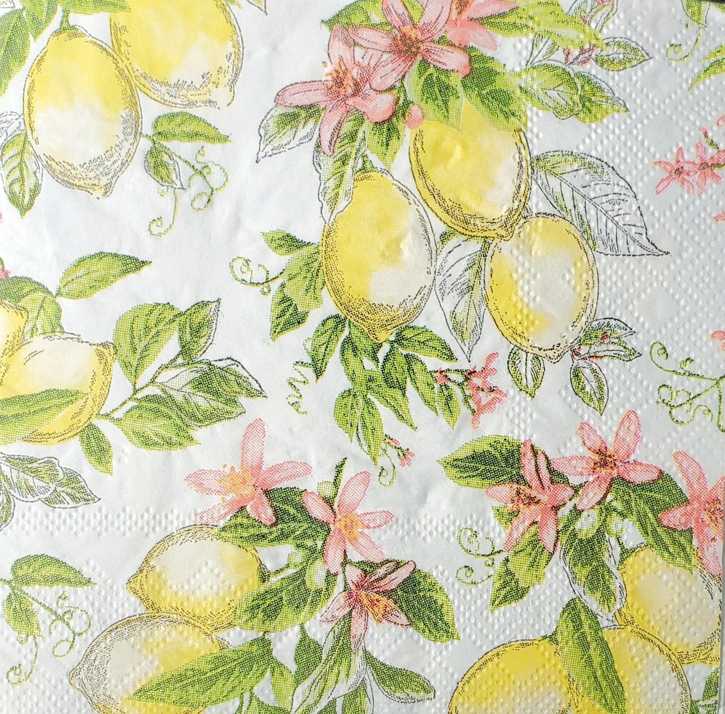 Lemon Toile Paper Napkin - Cocktail Size