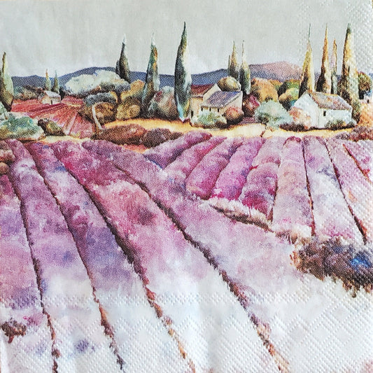 Lavender Field Paper Napkin - Cocktail Size