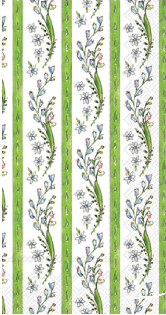 White Lily Flower Stripe Paper Napkin - Guest Size
