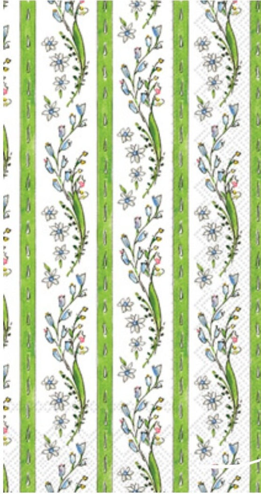 White Lily Flower Stripe Paper Napkin - Guest Size