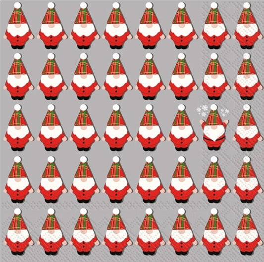 Santa Tartan Paper Napkin - Cocktail Size
