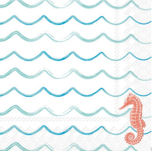 Seahorse Waves Napkin - Cocktail Size