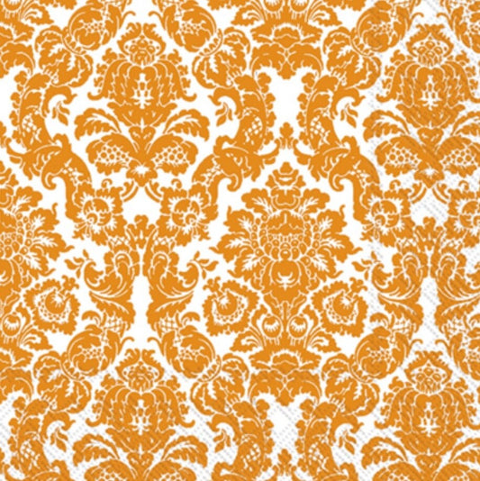 Orange Floral Paper Napkin - Luncheon Size