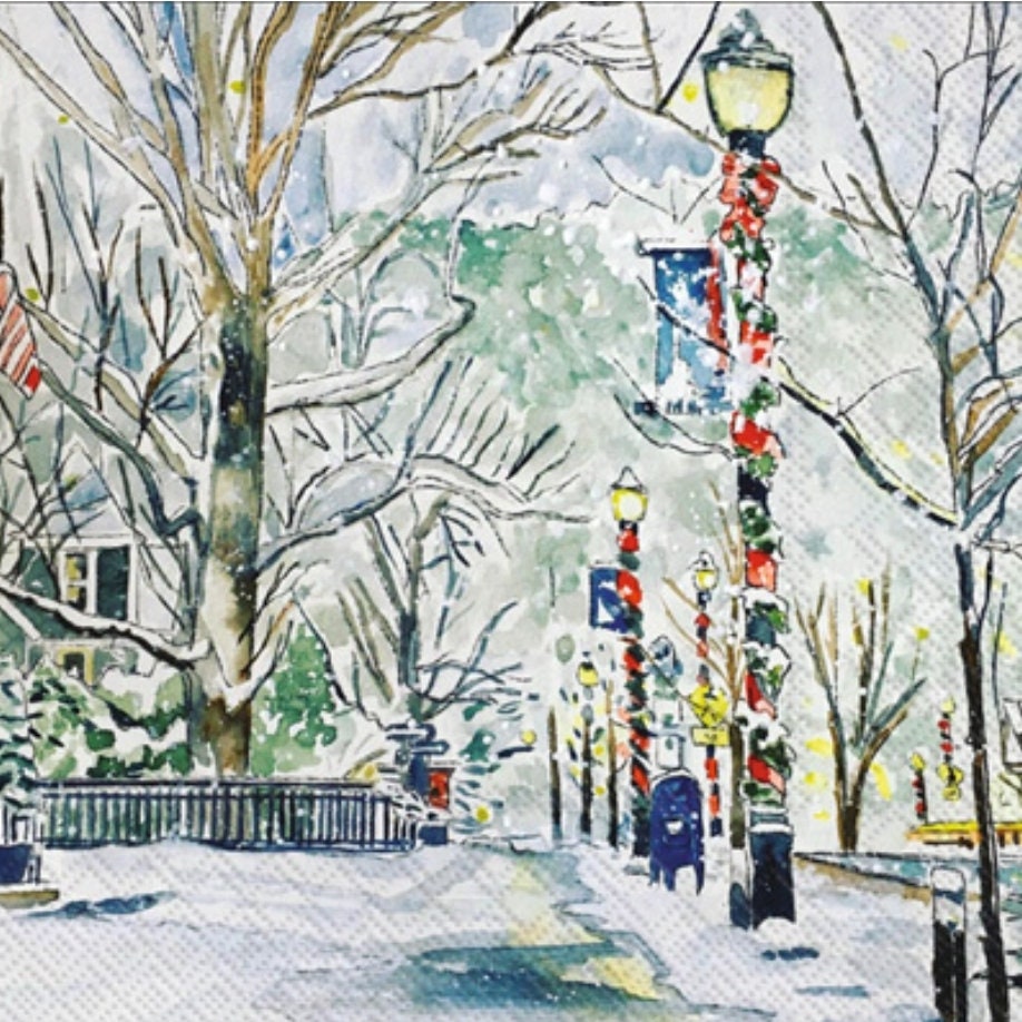 Winter City Paper Napkin - Cocktail Size