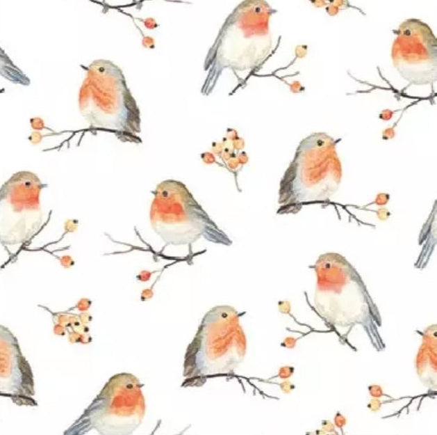 Robin Birds on Branch Paper Napkin - Cocktail Size