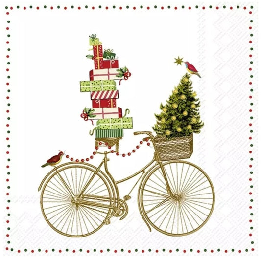 Christmas Bike Paper Napkin - Cocktail Size