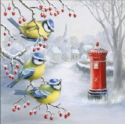 Christmas Bird Post Paper Napkin - Cocktail Size