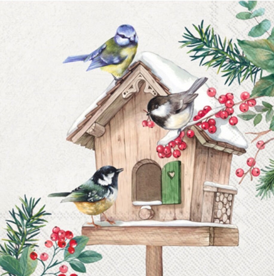 Winter Birdhouse Paper Napkin - Cocktail Size