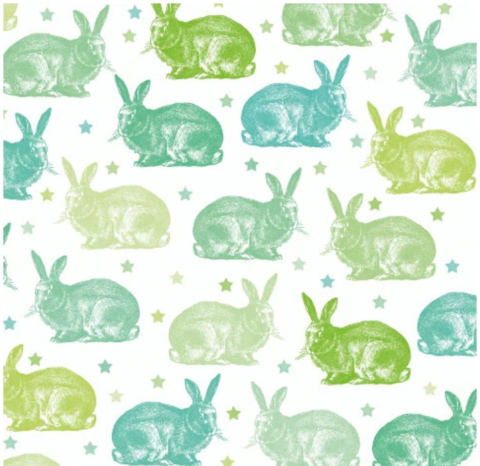 Easter Bunny Blue Collage Paper Napkin - Luncheon Size