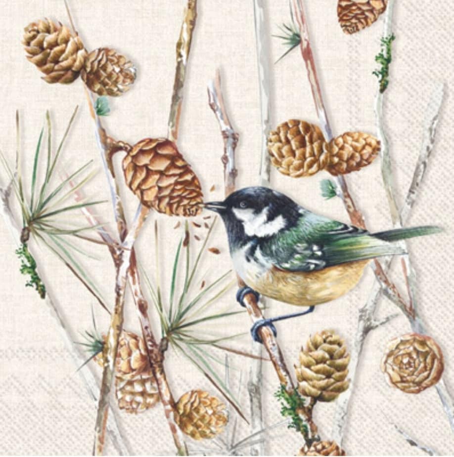 Winter Birds Paper Napkin - Cocktail Size