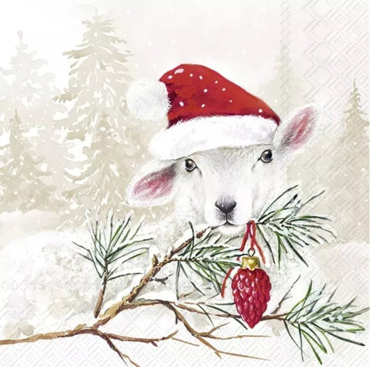 Christmas Sheep Paper Napkin - Luncheon Size