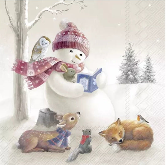 Snowman Paper Napkin - Cocktail Size