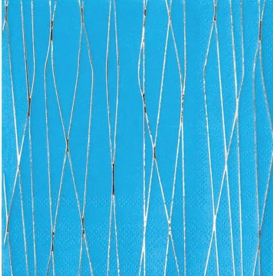 Blue and Gold Geometric Stripe Design Paper Napkin - Cocktail Size