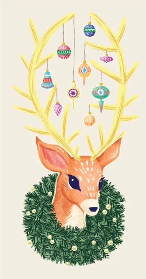 Vintage Christmas Deer Paper Napkin - Guest Size