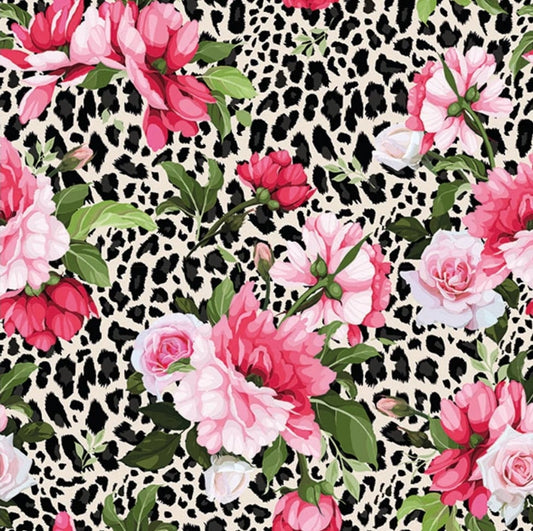 Leopard & Roses Napkin - Luncheon Size