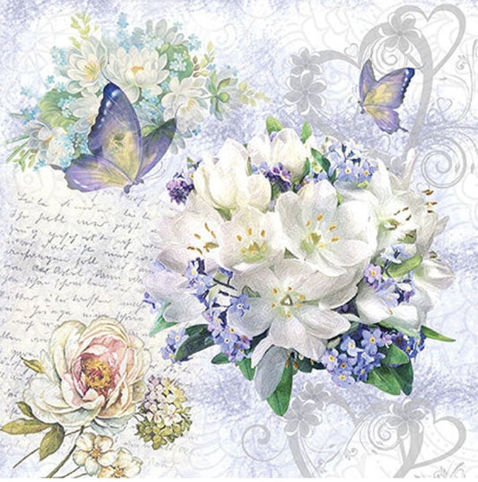 Rose Script Butterflies Napkin - Luncheon Size