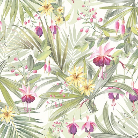 Tropical Flowers Leaf Paper Napkin - Luncheon Size
