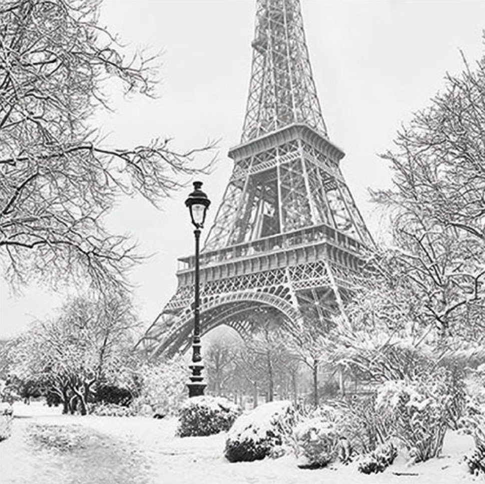 Winter Paris Eiffel Tower Paper Napkin - Luncheon Size