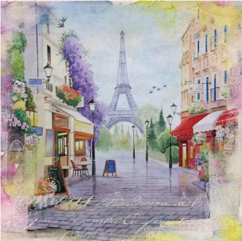 City Paris Scene Paper Napkin - Luncheon Size