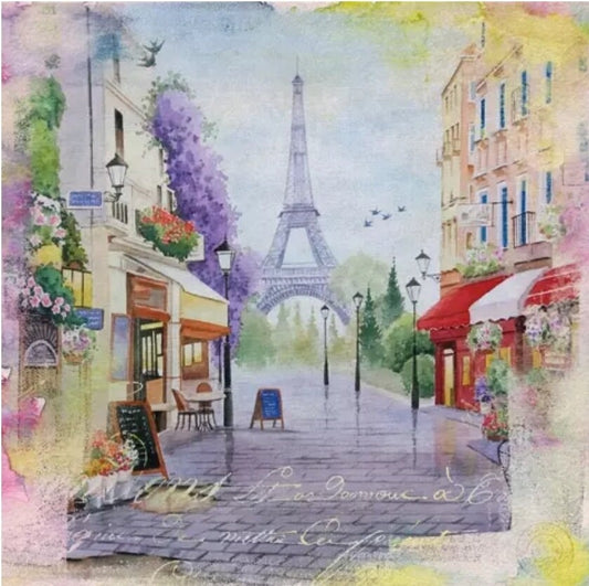 City Paris Scene Paper Napkin - Luncheon Size