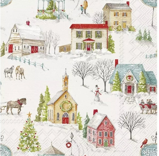 Christmas Village Paper Napkin - Luncheon Size