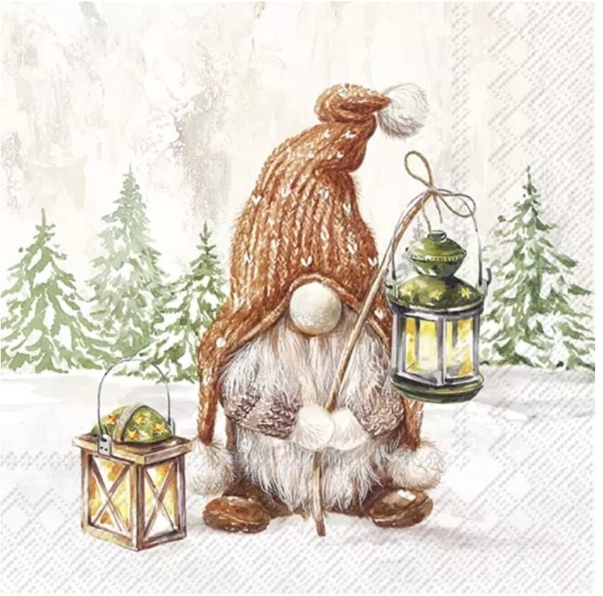 Winter Woodland Gnome Paper Napkin - Luncheon Size