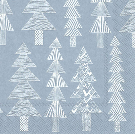 Blue Christmas Tree Paper Napkin - Cocktail Size