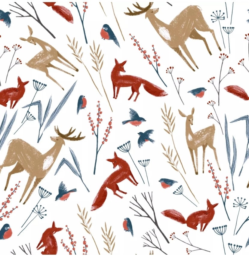 Winter Fox Deer Animals Paper Napkin - Luncheon Size