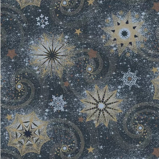 Snowflakes Stars Blue Gold Paper Napkin - Luncheon Size