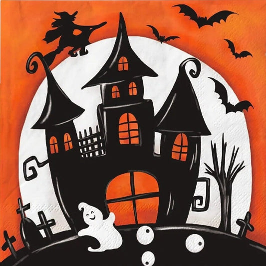 Halloween Haunted House Paper Napkin - 6.5" x 6.5"