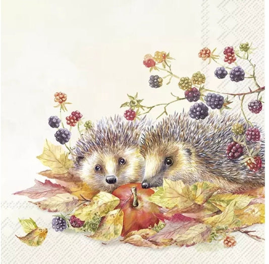 Fall Hedgehog Paper Napkin - Cocktail Size