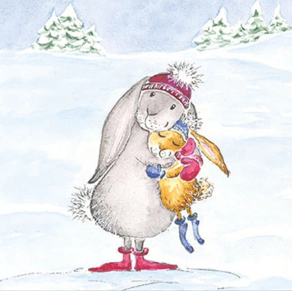 Christmas Rabbit Family  -Luncheon Size