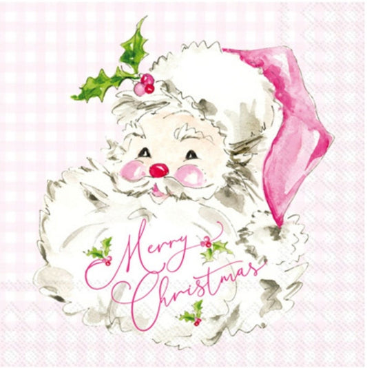 Pink Santa Paper Napkin - Cocktail Size