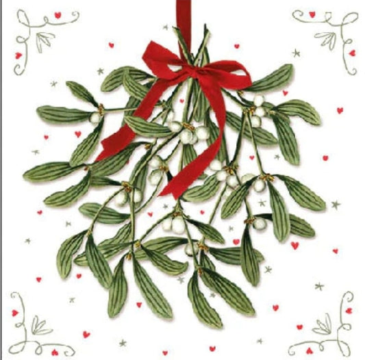 Christmas Mistletoe Ball Paper Napkin - Cocktail Size